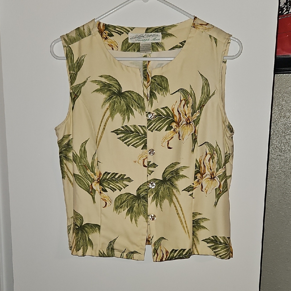 Vintage Pineapple Moon Silk Blouse